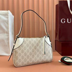 Gucci Ophidia 24.5cm Bag Beige White Canvas 239670