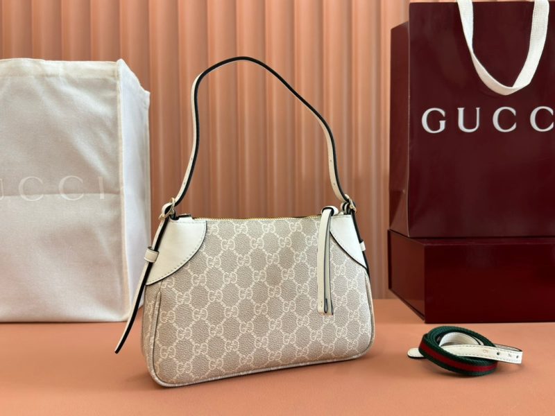 Gucci Ophidia 24.5cm Bag Beige White Canvas 239670
