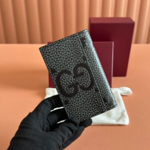 Gucci Long Card Wallet Grey mix Black Leather 248422