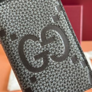 Gucci Long Card Wallet Grey mix Black Leather 248422