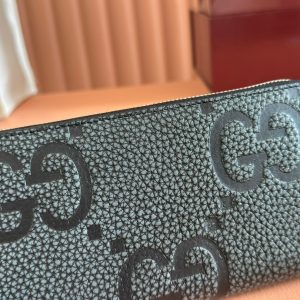 Gucci Long Wallet Grey mix Black Leather 248424