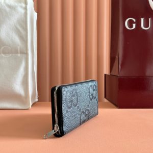 Gucci Long Wallet Grey mix Black Leather 248424