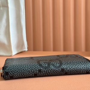 Gucci Long Wallet Grey mix Black Leather 248424