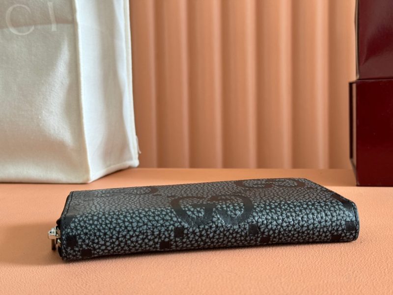 Gucci Long Wallet Grey mix Black Leather 248424