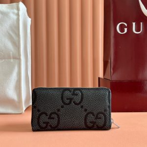Gucci Long Wallet Grey mix Black Leather 248424