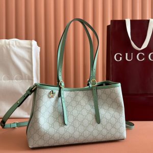 Gucci Ophidia 31cm Bag Green Canvas 244368