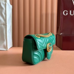 Gucci GG Marmont 22 Bag Green Calfskin Gold Hardware 248371
