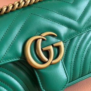 Gucci GG Marmont 22 Bag Green Calfskin Gold Hardware 248371