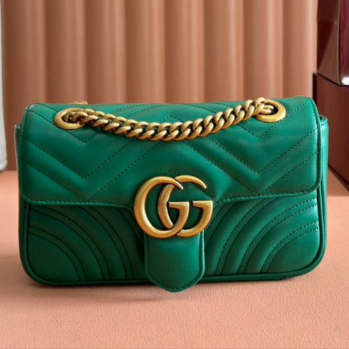 Gucci GG Marmont 22 Bag Green Calfskin Gold Hardware 248371