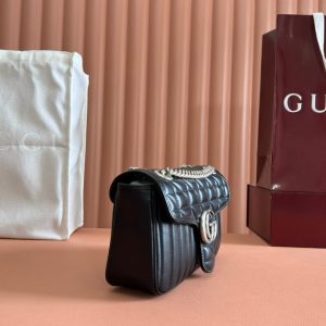 Gucci GG Marmont 26 Bag with Silver Hardware Black Calfskin 248245