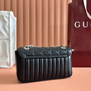 Gucci GG Marmont 26 Bag with Silver Hardware Black Calfskin 248245