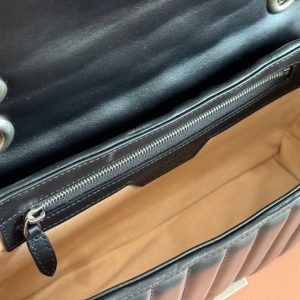 Gucci GG Marmont 26 Bag with Silver Hardware Black Calfskin 248245