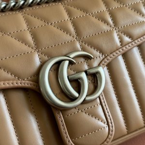 Gucci GG Marmont 26 Bag with Silver Hardware Beige Calfskin 248235