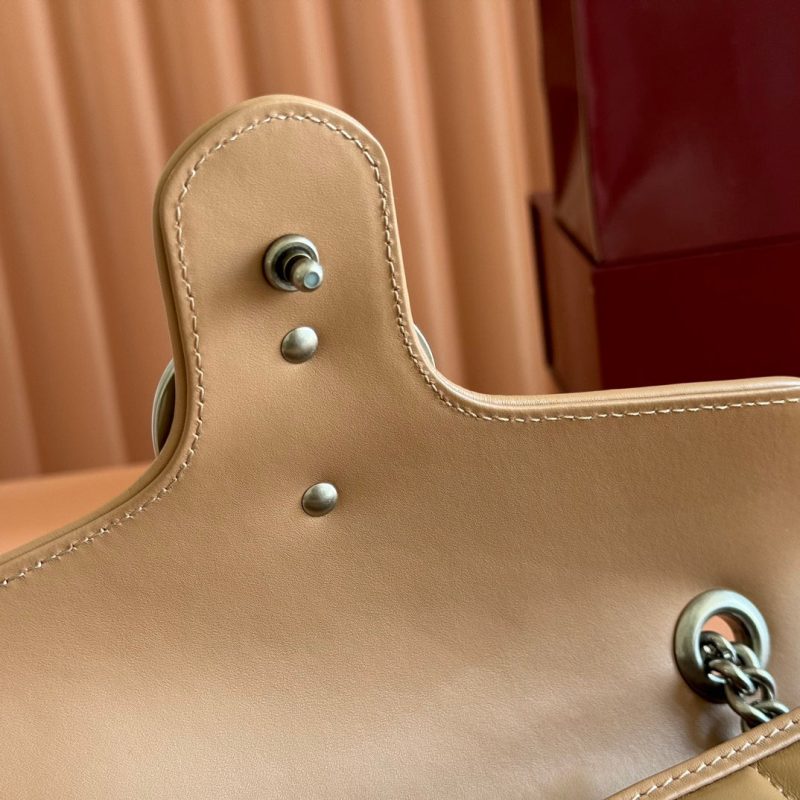 Gucci GG Marmont 26 Bag with Silver Hardware Beige Calfskin 248235