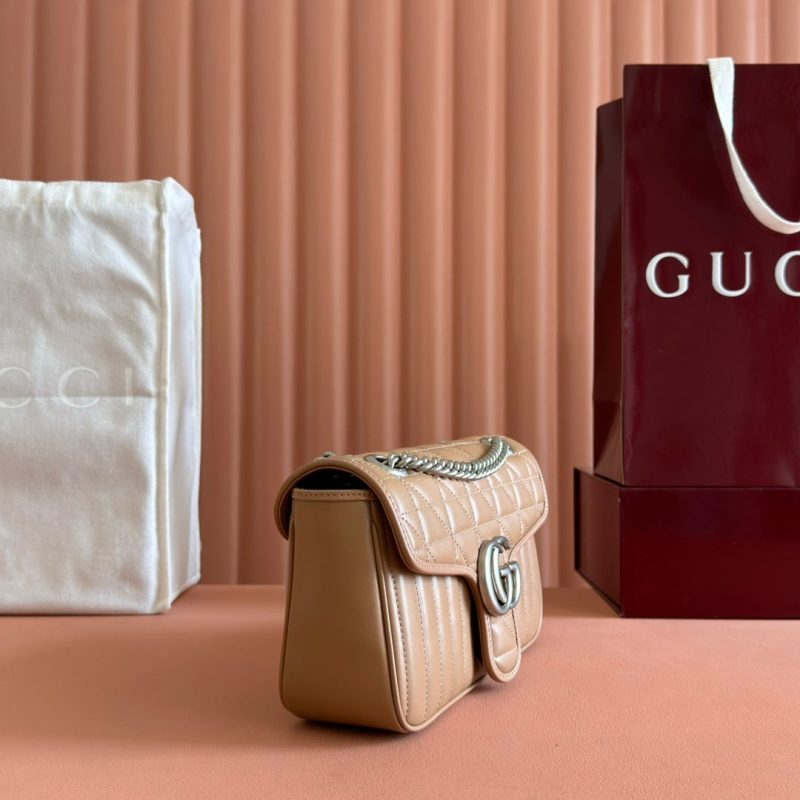 Gucci GG Marmont 26 Bag with Silver Hardware Beige Calfskin 248235