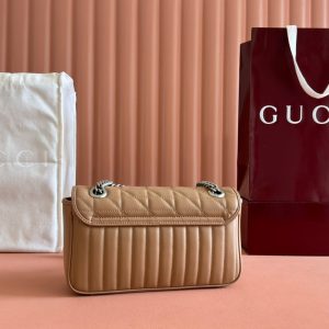 Gucci GG Marmont 26 Bag with Silver Hardware Beige Calfskin 248235