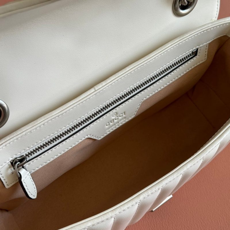 Gucci GG Marmont 26 Bag with Silver Hardware White Calfskin 248240