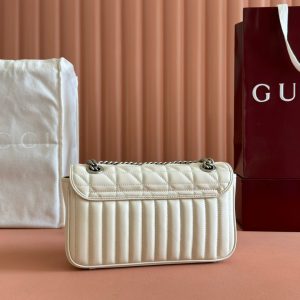 Gucci GG Marmont 26 Bag with Silver Hardware White Calfskin 248240
