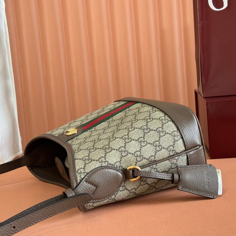 Gucci Ophidia 23cm Bag Ebony Brown Canvas Leather 248270