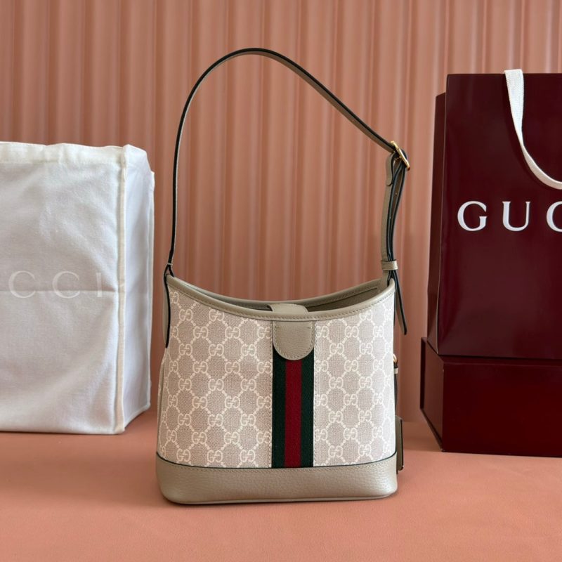 Gucci Ophidia 23cm Bag Beige White Canvas Leather 248271