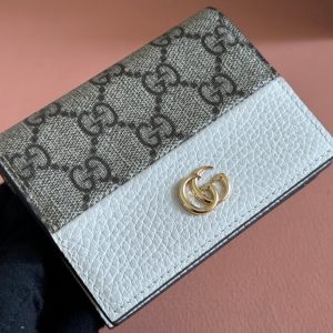 Gucci Marmont Wallet Ebony mix White Canvas Leather 250956