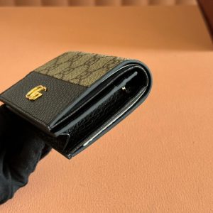 Gucci Marmont Wallet Ebony mix Black Canvas Leather 250957