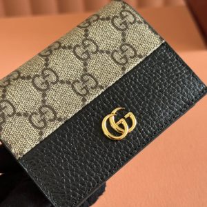 Gucci Marmont Wallet Ebony mix Black Canvas Leather 250957