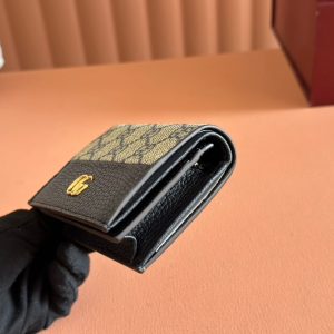 Gucci Marmont Wallet Ebony Blue Black Canvas Leather 250958