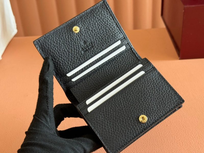 Gucci Marmont Wallet Ebony Blue Black Canvas Leather 250958