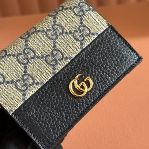 Gucci Marmont Wallet Ebony Blue Black Canvas Leather 250958