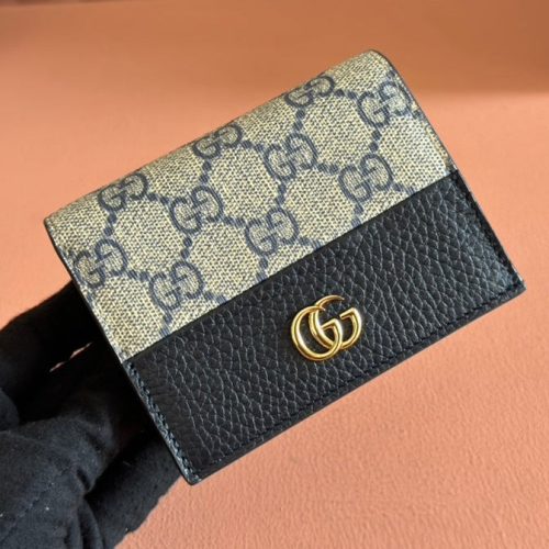 Gucci Marmont Wallet Ebony Blue Black Canvas Leather 250958