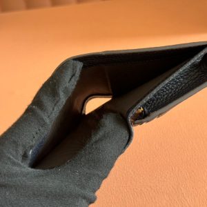 Gucci Marmont Wallet Ebony Blue Black Canvas Leather 250958