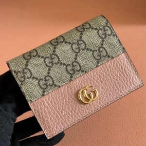 Gucci Marmont Wallet Ebony mix Pink Canvas Leather 250960