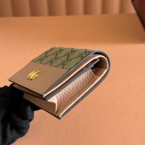 Gucci Marmont Wallet Ebony mix Pink Canvas Leather 250960