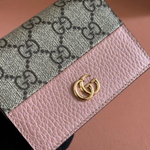 Gucci Marmont Wallet Ebony mix Pink Canvas Leather 250960
