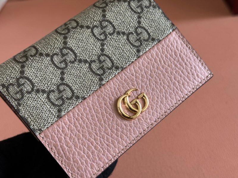 Gucci Marmont Wallet Ebony mix Pink Canvas Leather 250960
