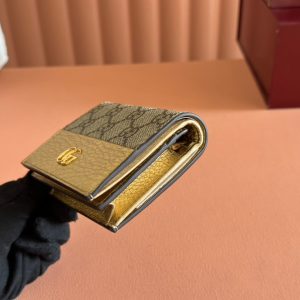 Gucci Marmont Wallet Ebony mix Gold Canvas Leather 250961