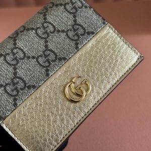 Gucci Marmont Wallet Ebony mix Gold Canvas Leather 250961