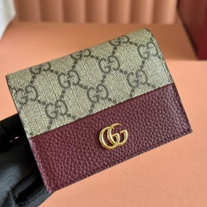 Gucci Marmont Wallet Ebony mix Rosso Ancora Red Canvas Leather 255306