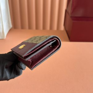 Gucci Marmont Wallet Ebony mix Rosso Ancora Red Canvas Leather 255306