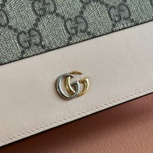 Gucci Marmont Chain Wallet Ebony mix Beige Leather Canvas 255315