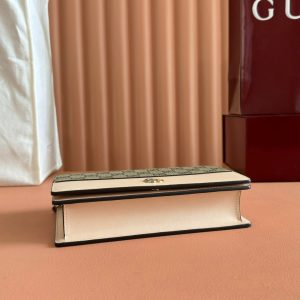 Gucci Marmont Chain Wallet Ebony mix Beige Leather Canvas 255315