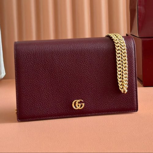 Gucci Marmont Chain Wallet Rosso Ancora Red Leather 255320