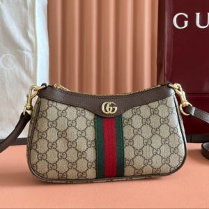 Gucci Ophidia 26cm Bag Ebony Brown Canvas 255298