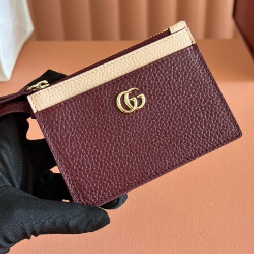 GG Marmont Zip Key Pouch Rosso Ancora Red Leather 255159