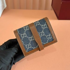 Gucci Jackie Wallet Blue Brown Canvas Leather 255172