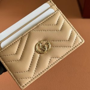 Gucci Marmont Card Wallet Beige Calfskin 254955