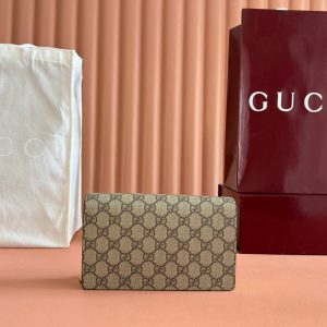 Gucci Marmont Chain Wallet Ebony mix Light Green Canvas Leather 254942