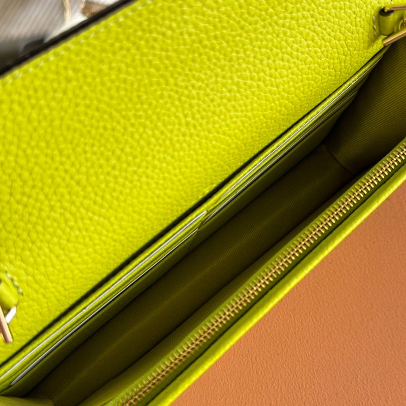 Gucci Marmont Chain Wallet Ebony mix Light Green Canvas Leather 254942