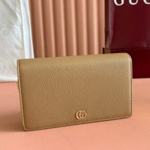 Gucci Marmont Chain Wallet Brown mix Light Green Leather 254943